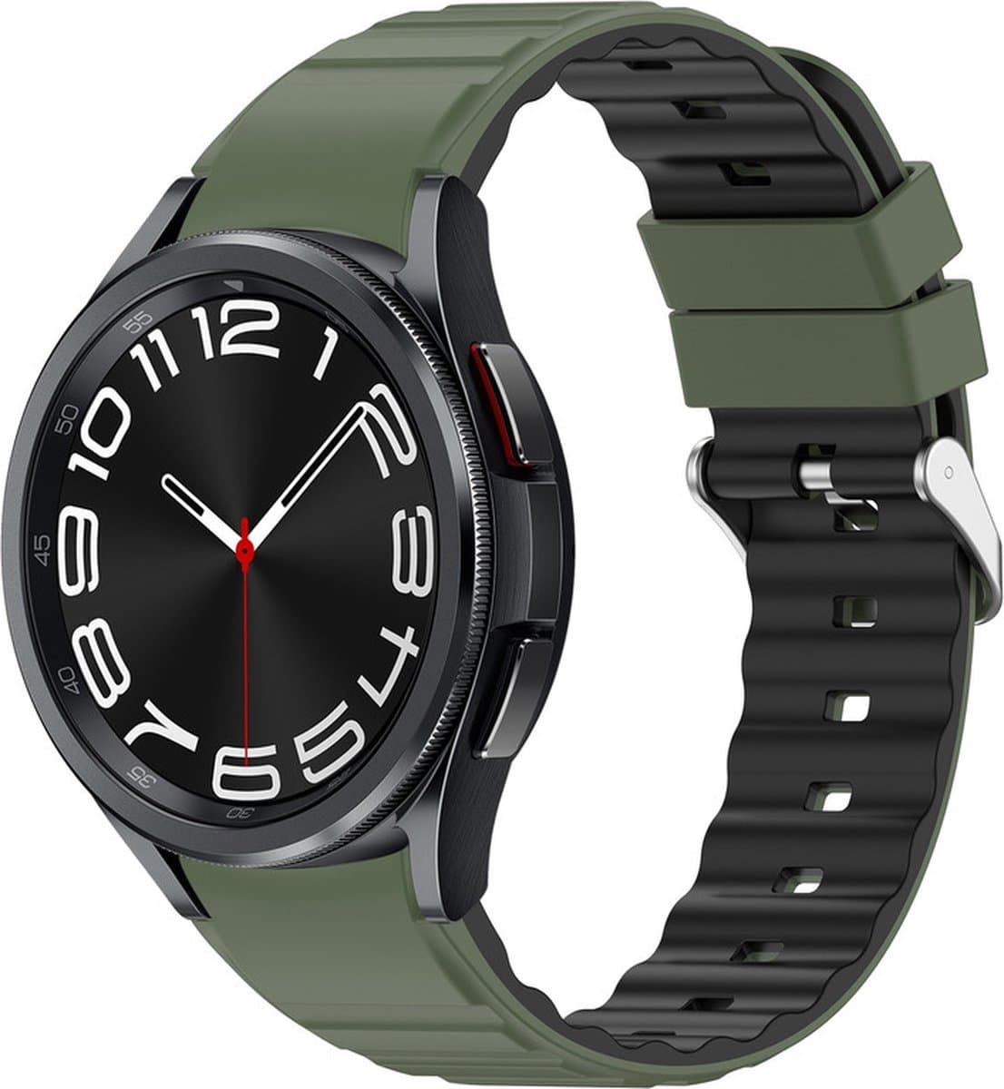Siliconen bandje - geschikt voor Samsung Galaxy Watch 7 / Watch FE / Watch 6 / Watch 6 Classic / Watch 5 / Watch 5 Pro / Watch 4 / Watch 4 Classic - donkergroen-zwart