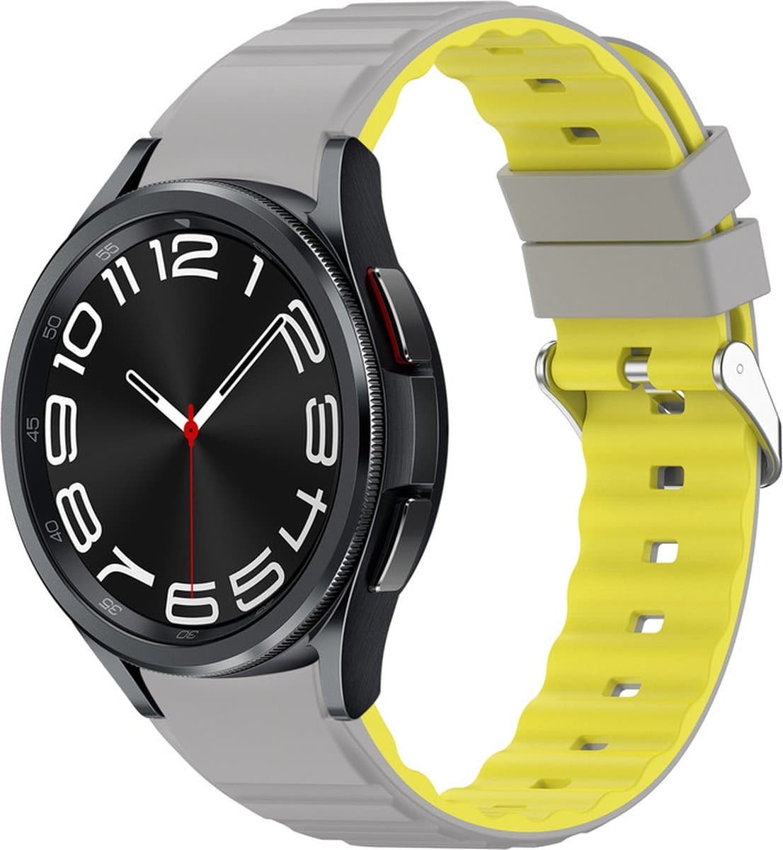 Siliconen bandje - geschikt voor Samsung Galaxy Watch 7 / Watch FE / Watch 6 / Watch 6 Classic / Watch 5 / Watch 5 Pro / Watch 4 / Watch 4 Classic - grijs-geel