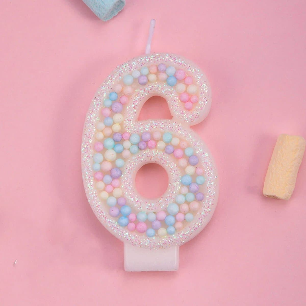 DW4Trading Verjaardagskaars 6 Balletjes met Pastelkeuren - Cijfer-kaars - Taartversiering