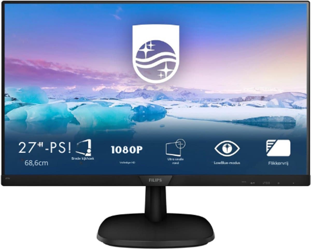 273V7QJAB/00 - 27-Inch Monitor - 1920 x 1080 Resolutie - 60 Hz - 5 ms Reactietijd - VGA, HDMI, DisplayPort - Ingebouwde Luidsprekers - Zwart [Energieklasse E]