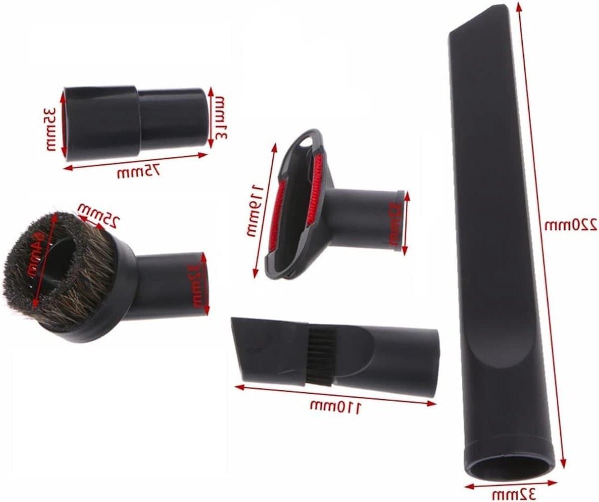 6 stuks stofzuigeropzetstukken voor stofzuigers met een diameter van 32 mm en 35 mm