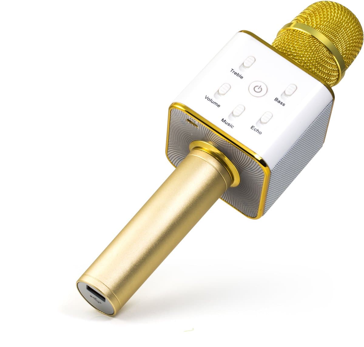Technaxx BT-X31 Karaoke microfoon en stereo Bluetooth luidspreker Goud, Wit