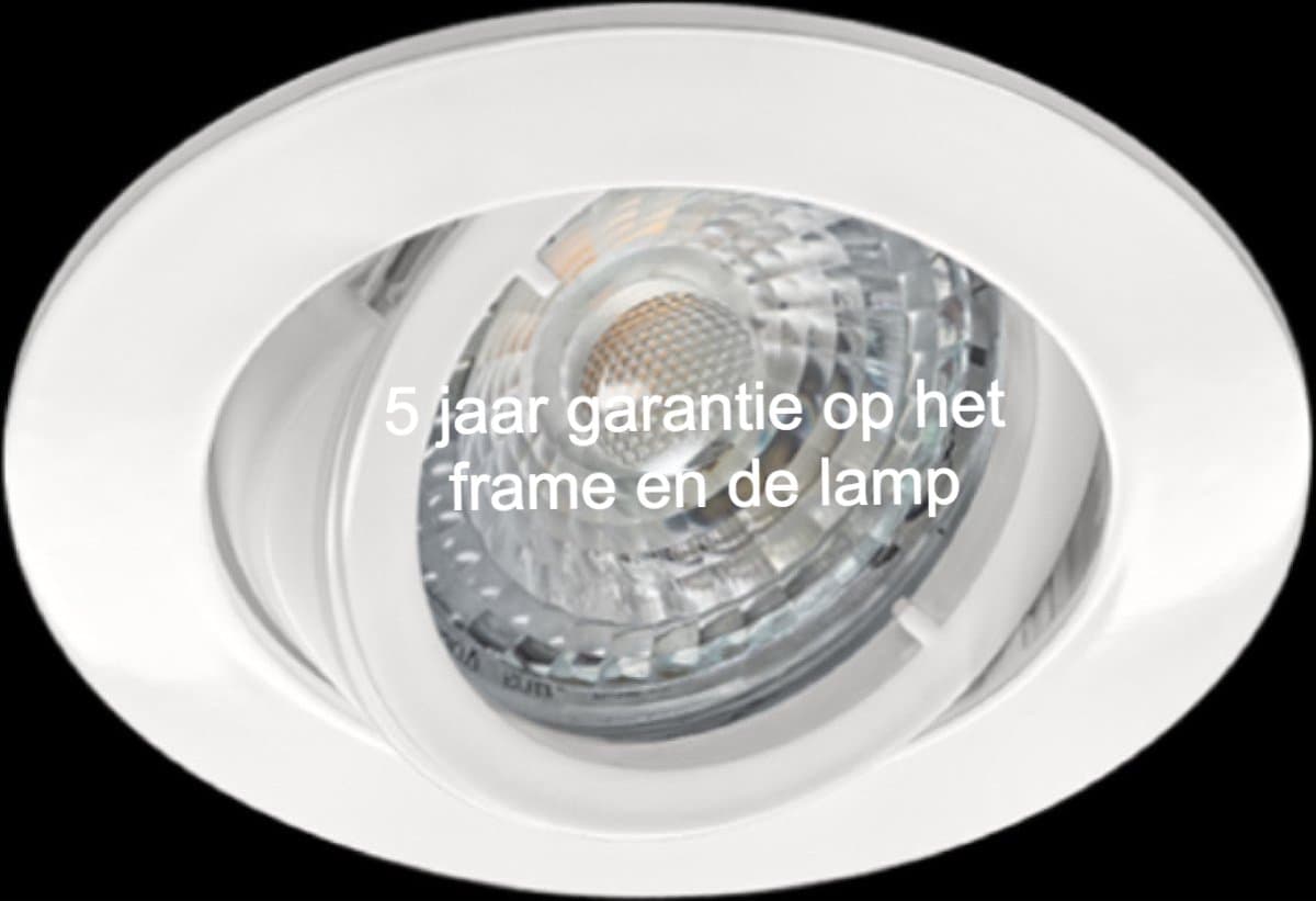 Witte inbouwspot Verstelbaar 30º – Dimbare ledlamp GU10 LED 3000K – 4W / 345 Lumen – Hoogwaardig Aluminium – Direct Aansluitbaar – Set van 1 stuks.