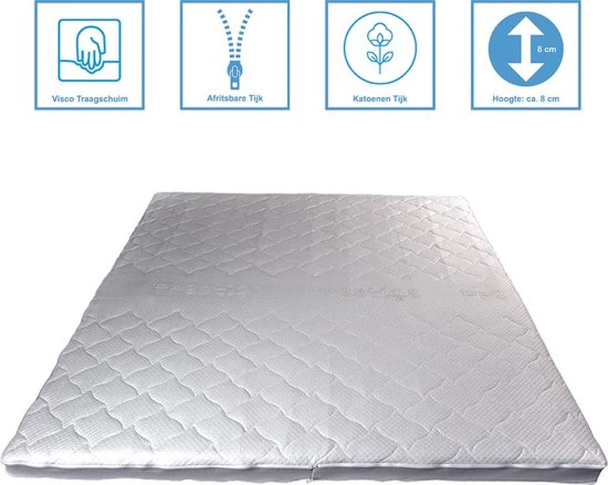 Anno 1588 Luxe Topper Traagschuim Cannes - Katoenen tijk - Hotelkwaliteit - ca. 8cm - 90x200