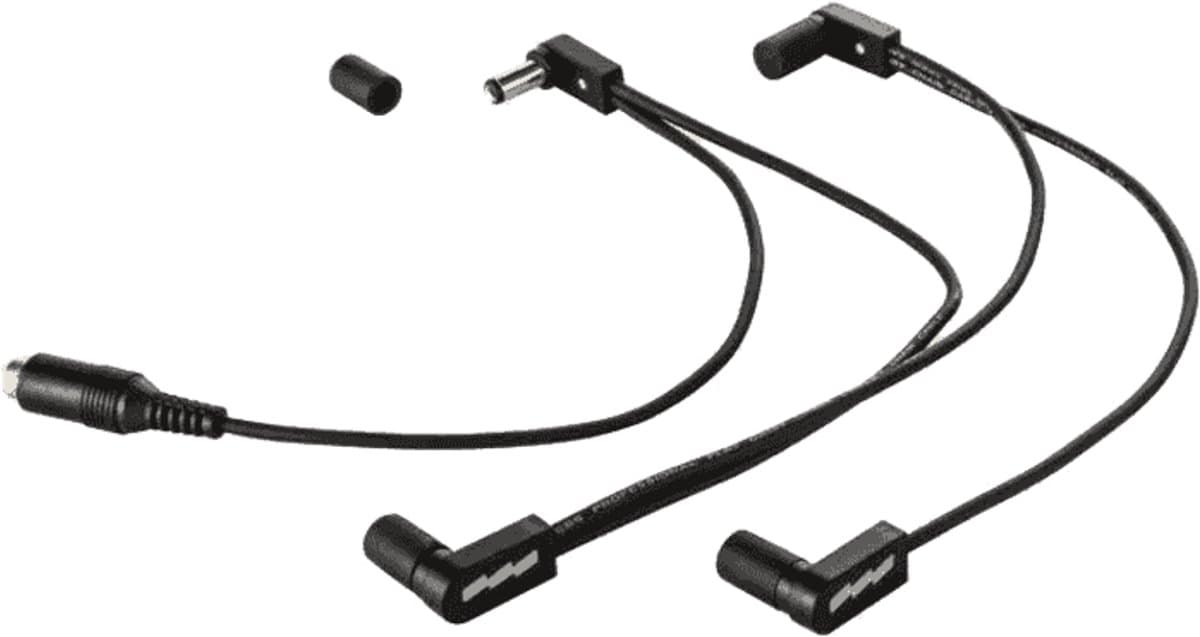 EBS DC-490F - Flat Contact DC Voedingssplitser - 1 naar 4 Haaks - Daisy-Chain - 120cm - Pedalboard Voedingskabel - Center Negatief