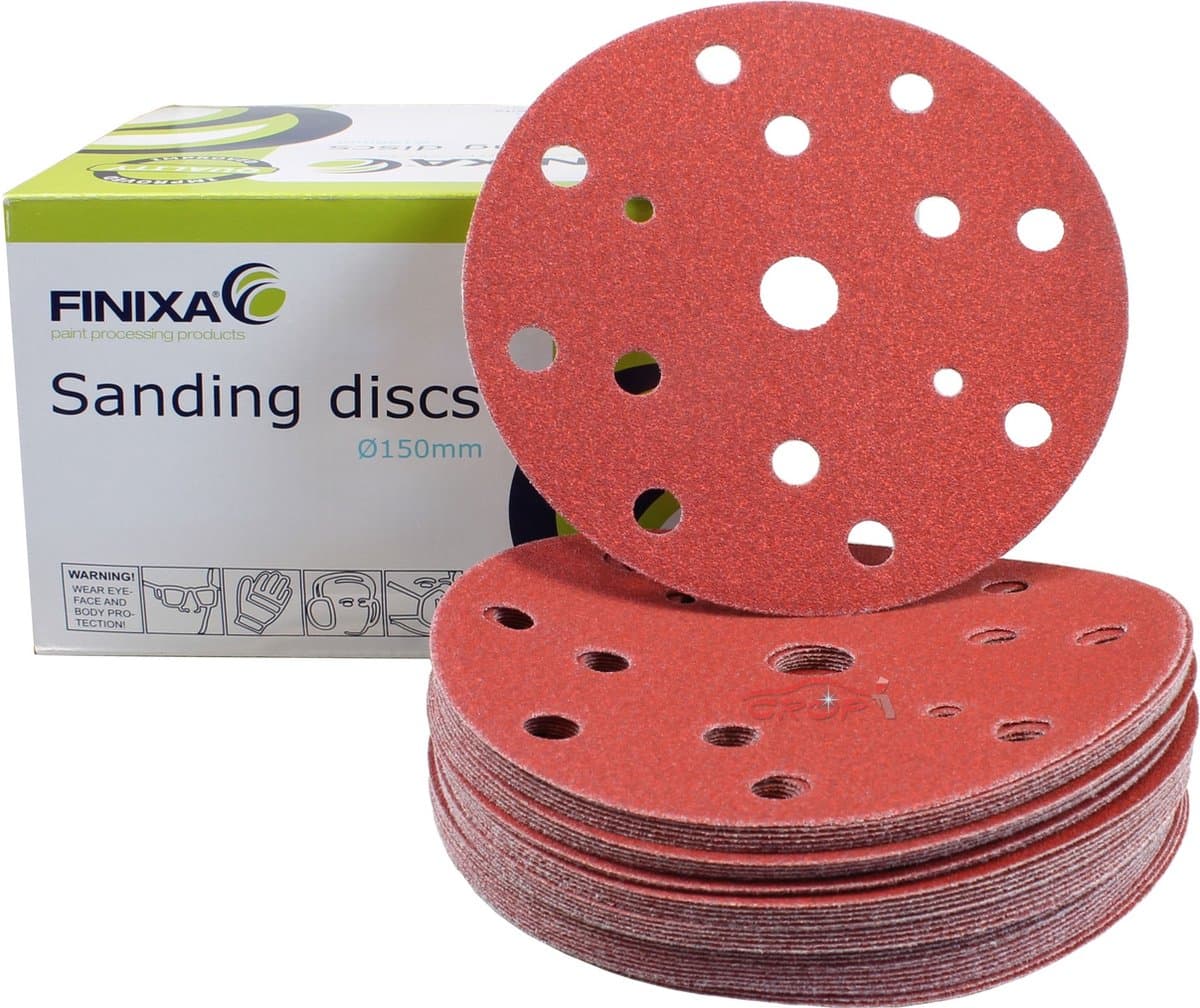FINIXA Schuurschijven RED 150mm met 15 gaten - P240