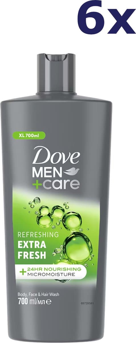 6x Dove Douchegel - 700ml - men care - refreshing extra fresh