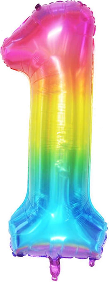 DW4Trading Regenboog Cijfer Ballon 1 - Feestversiering - Decoratie - Helium Ballon - 100 cm