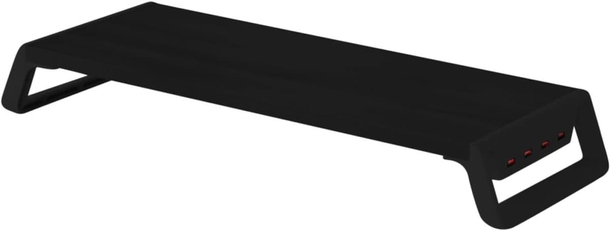 Monitor Verhoger - Bureau Organizer - Werkplek Optimalisatie - Met 4 USB Poorten - 50x20x7.5 cm - Zwart
