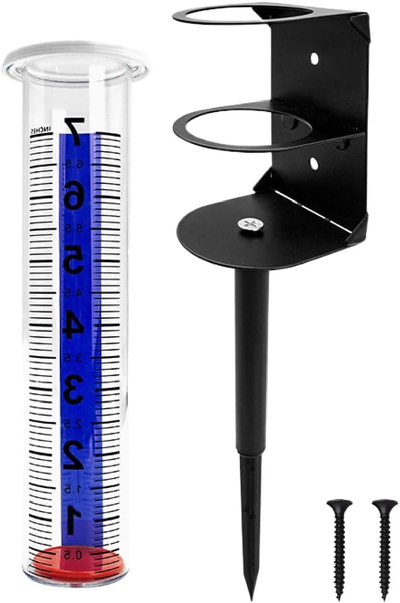 Regenmeter Buiten - Neerslagmeter Tuin - Weer Monitoren - Roestvrij Metaal - 21 cm Cilinder - Transparant