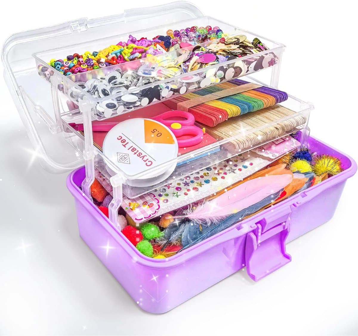 TIM® Knutselkoffer - Knutseldoos - Knutselpakket - Sering - Veelkleurig - 30cm x 18cm x 13cm; 930g