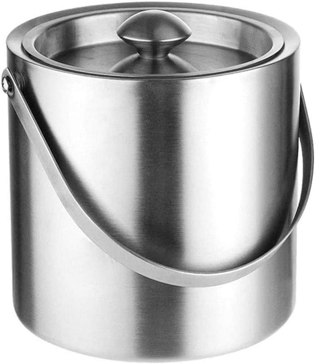 IJsemmer met Deksel - IJscontainer Koelbak - Dranken Koel Houden - Dubbelwandige Isolatie - 23 Liter - Zilver