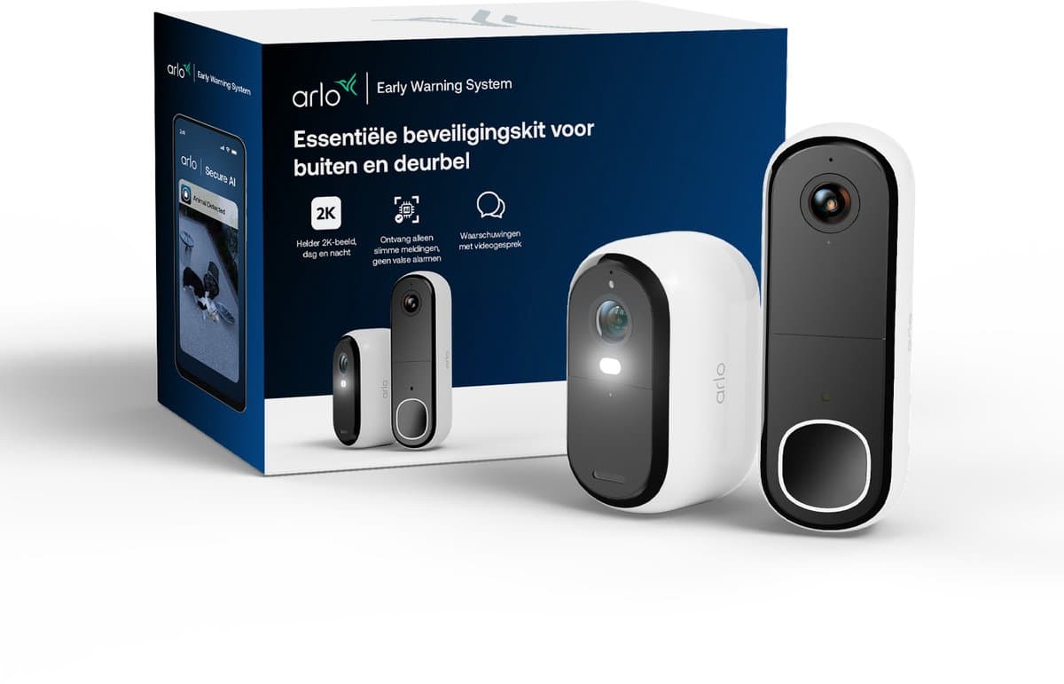 Arlo Essential3 SET - Beveiliging set voor buiten en voordeur, 1-Cam (2K) & 1-Deurbel (HD)