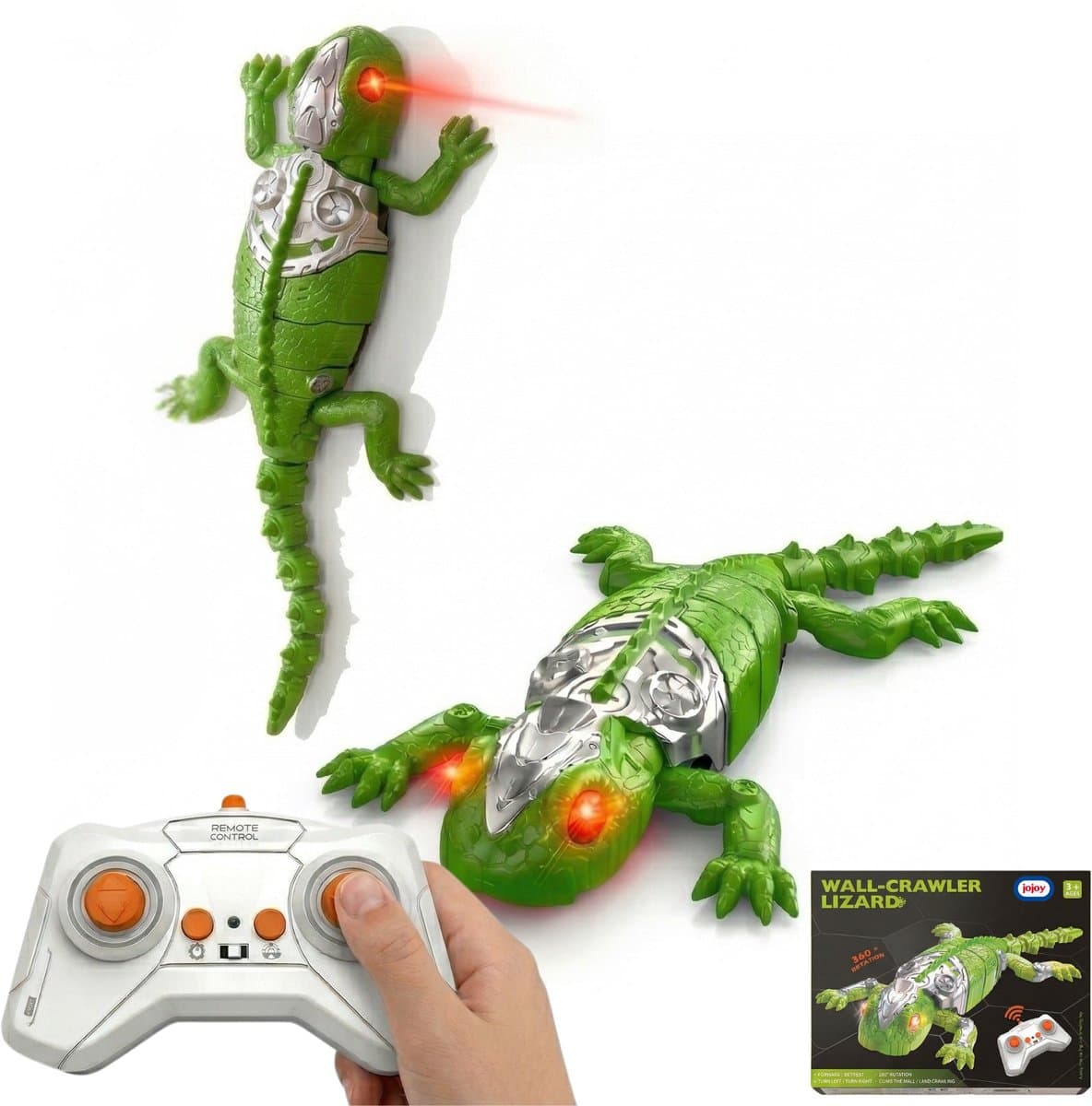 Jojoy - Bestuurbare RC Auto - Muurklimmende Gekko - Oplaadbaar robotspeelgoed met afstandsbediening - Realistische hagedissenvorm - Met LED-verlichting - CLIMBKO