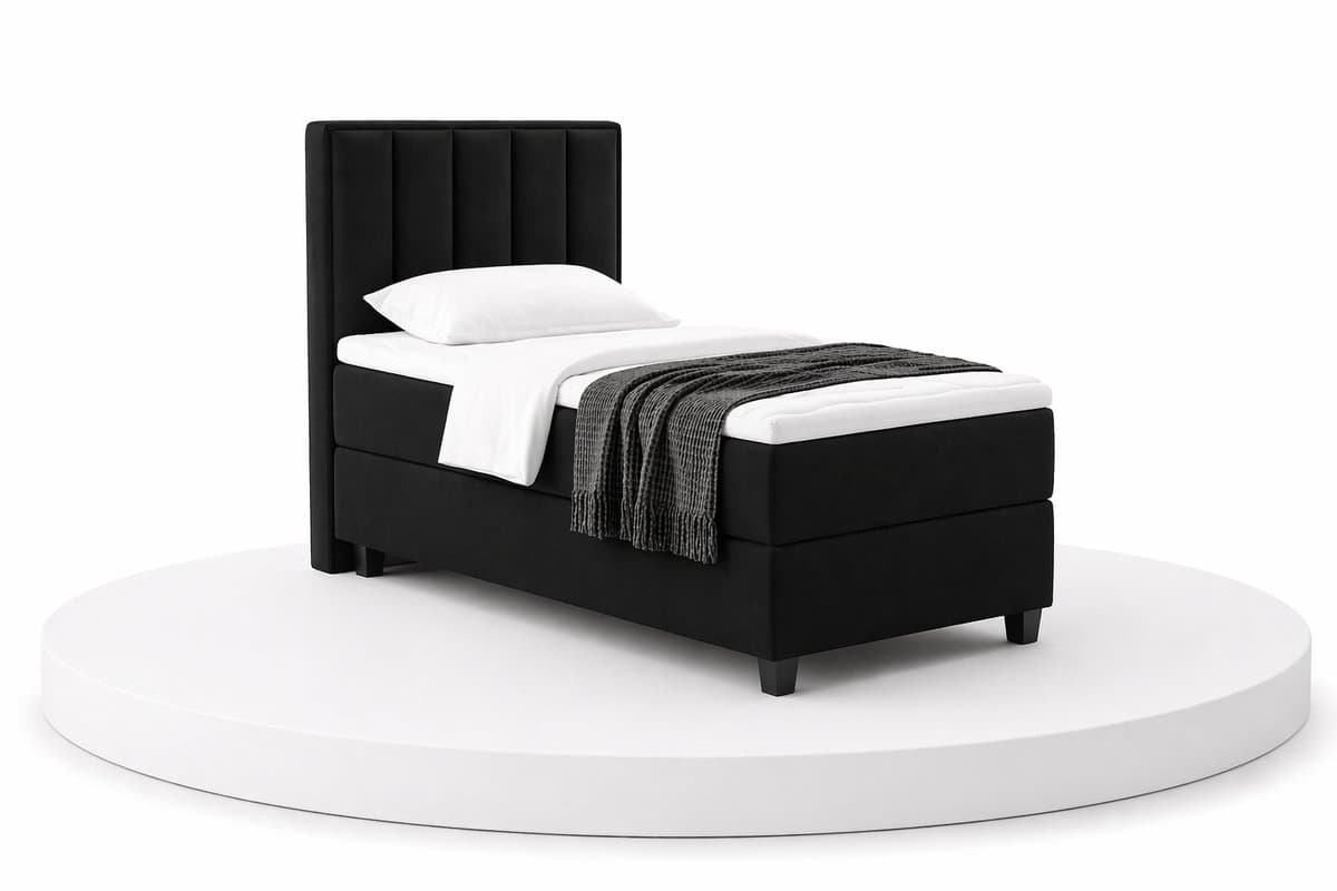 Boxspring SoloLux - 100x200 Compleet - Eenpersoons bed - Zwart - BalBedden