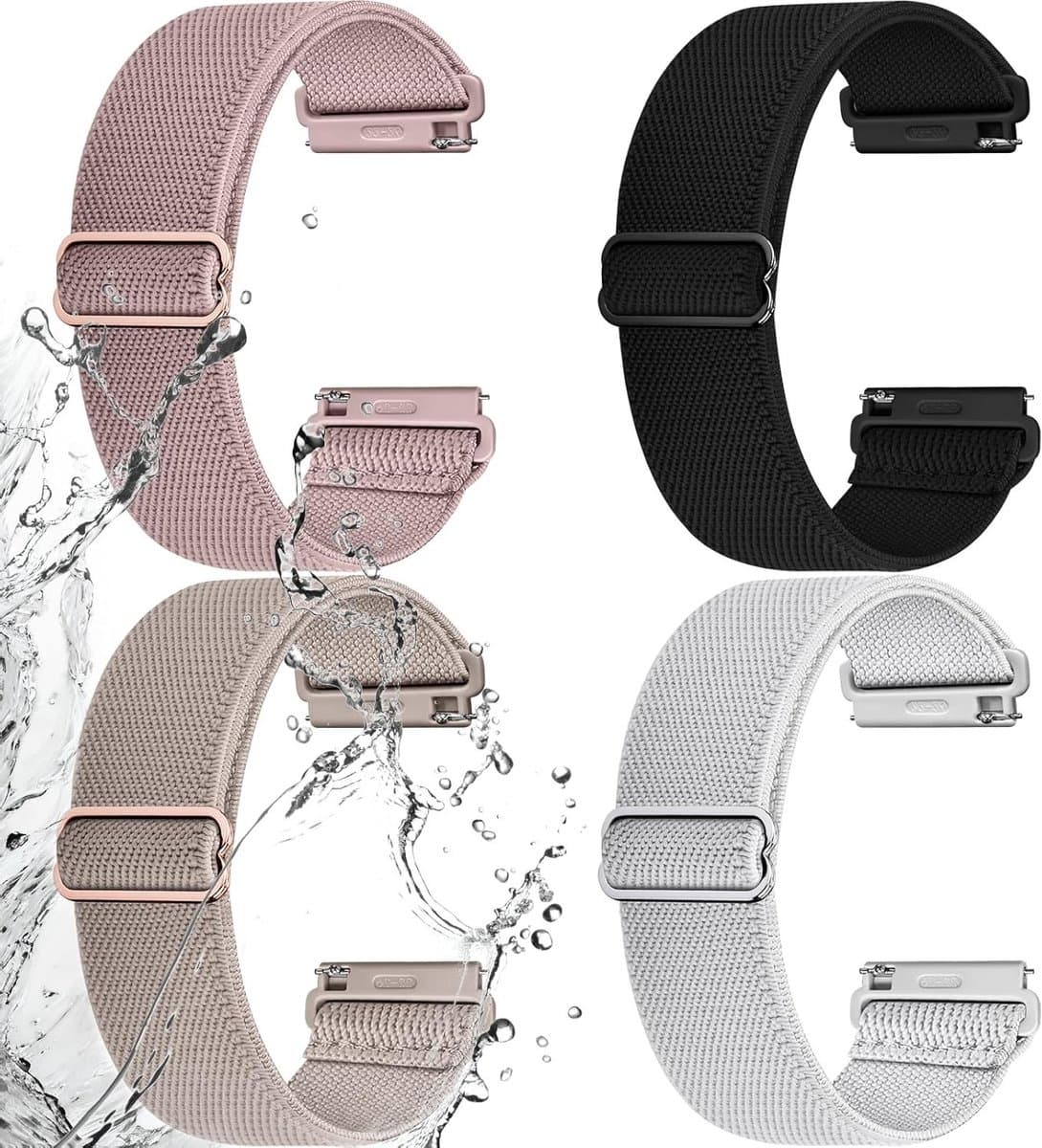 Elastische Nylon Horlogeband 20mm 22mm met Snelle Ontgrendeling voor Smartwatches en Klassieke Horloges, Ademend en Comfortabel Sportarmband voor Mannen en Vrouwen, Roestvrij Staal