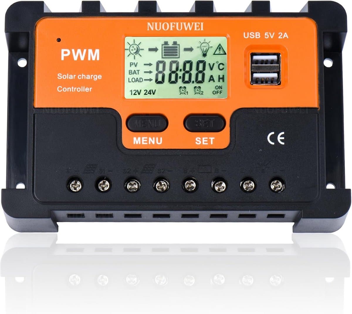 Solar Laadregelaar - Zonnecontroller - Energiebeheer - Intelligente PWM - 30A 12V 24V - Zwart