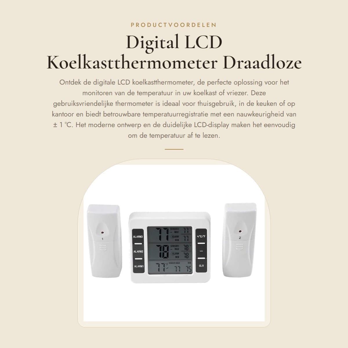 Dailygoods - Digital LCD Koelkastthermometer - Draadloze Temperatuurmeter - Alarmfunctie - Wit - Min/Max Registratie - Ideaal voor Thuis, Keuken en Ka...