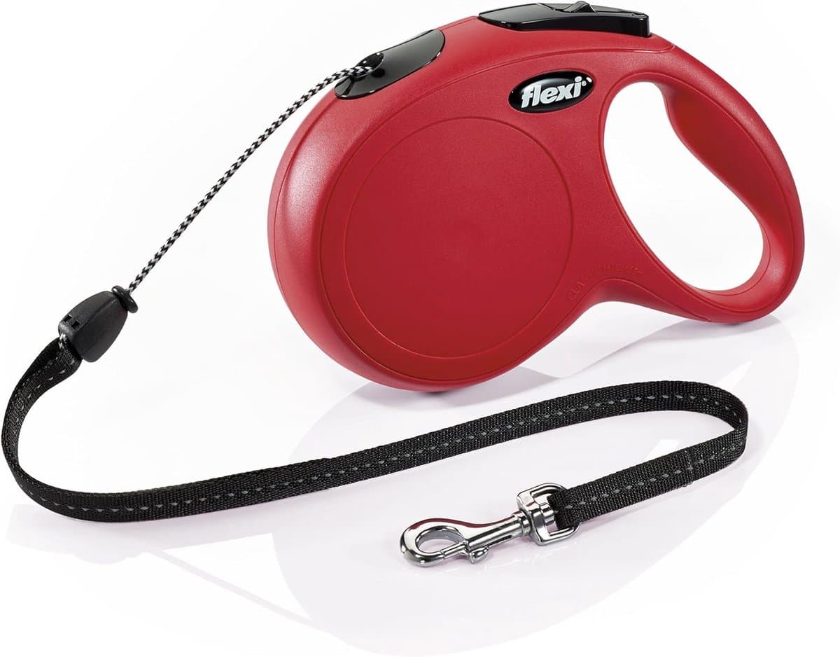 Intrekbare Hondenriem - Koordlijn Rolriem - Veilige Wandelingen - Short-Stop Rem - 26ft - Rood