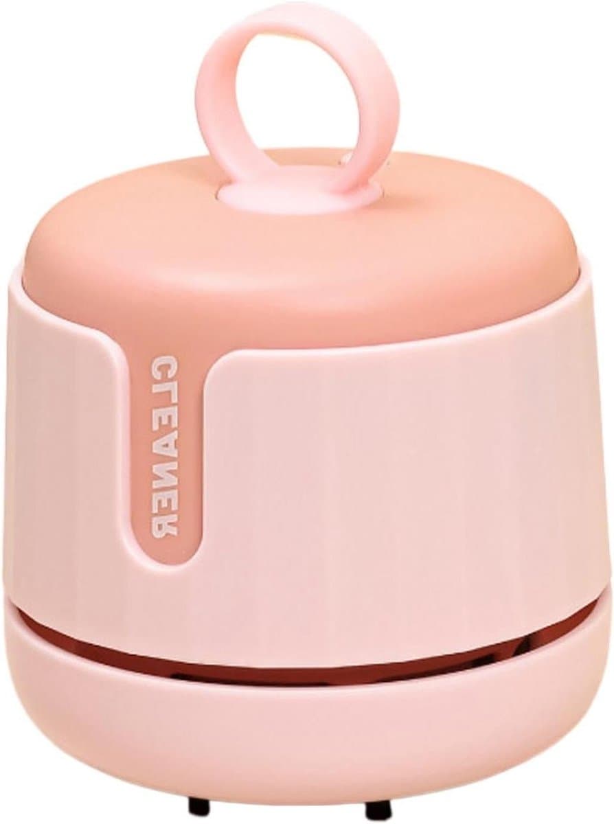 Kruimelreiniger Bureau - Draagbare Stofzuiger - Snel Opruimen - 360 Graden Rotatie - 9.5 x 8 x 8 cm - Roze
