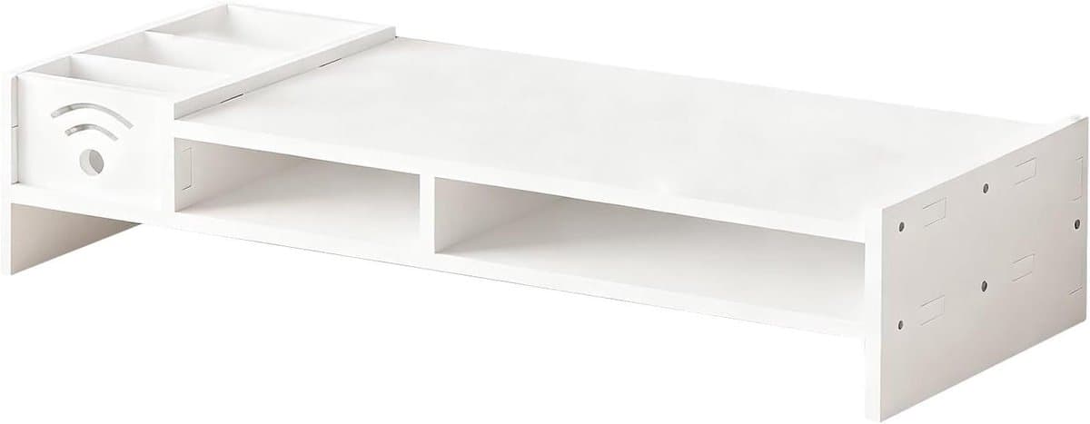 Monitor Verhoger - Bureau Organizer - Werkplek Optimalisatie - Dubbel Laags Ontwerp - 49 x 20 x 11 cm - Wit