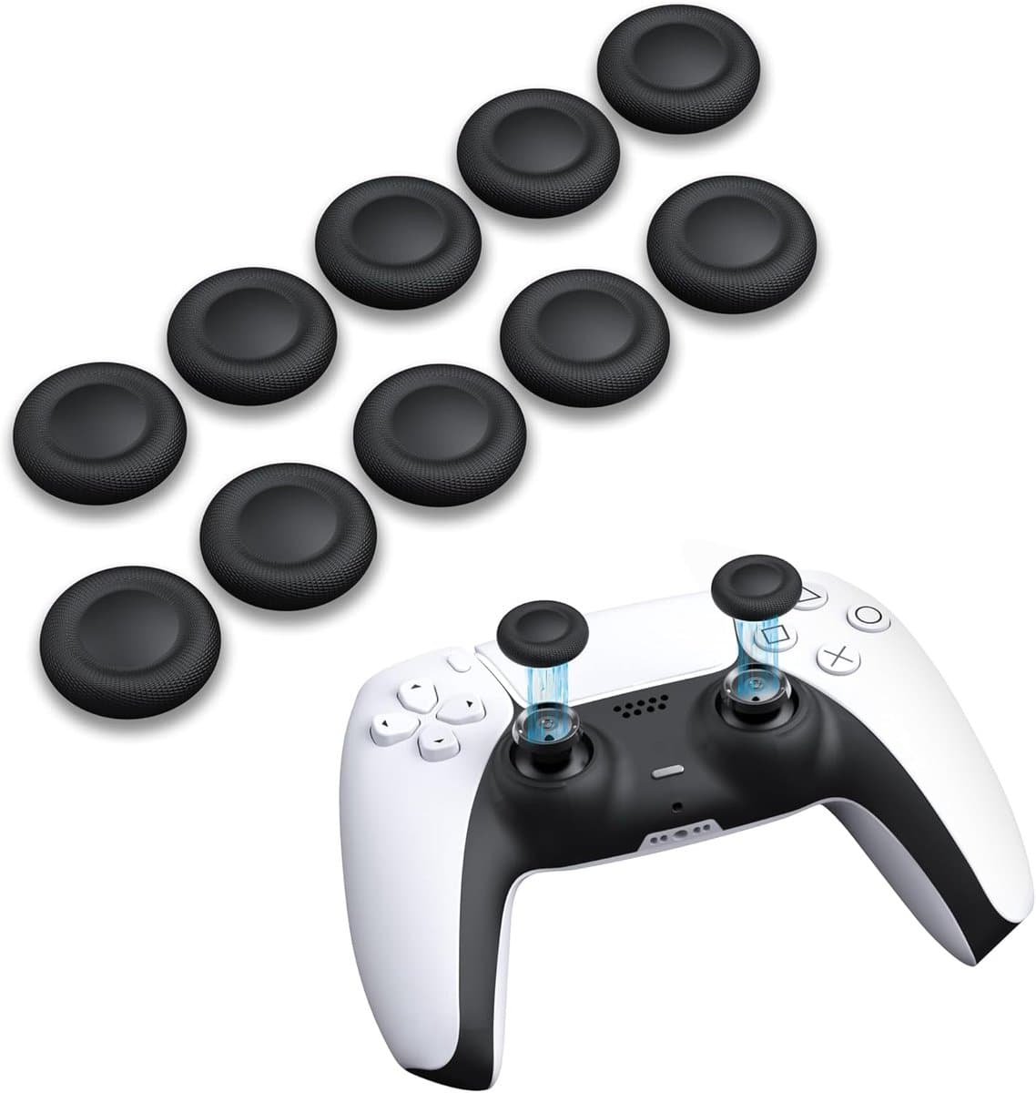Sander Shop Duimgreep-joystickdoppen voor PS5/PS4-controller, antislip lasergestructureerd handvat, slijtvaste reservedoppen voor analoge sticks, 10 stuks
