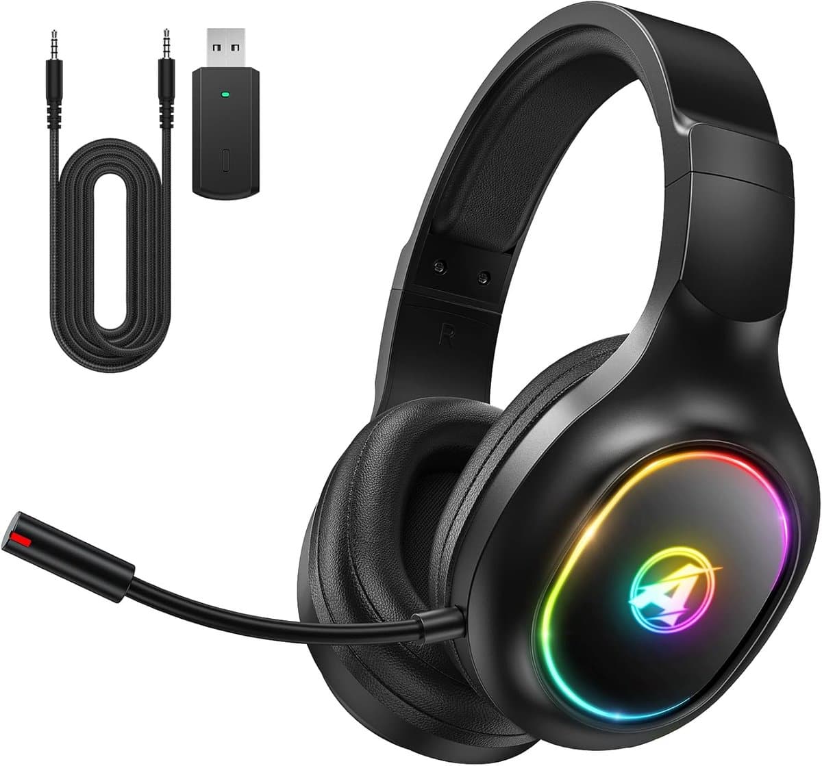 Draadloze Gaming Headset voor PS5, PS4, PC en Switch met Microfoon en RGB Licht