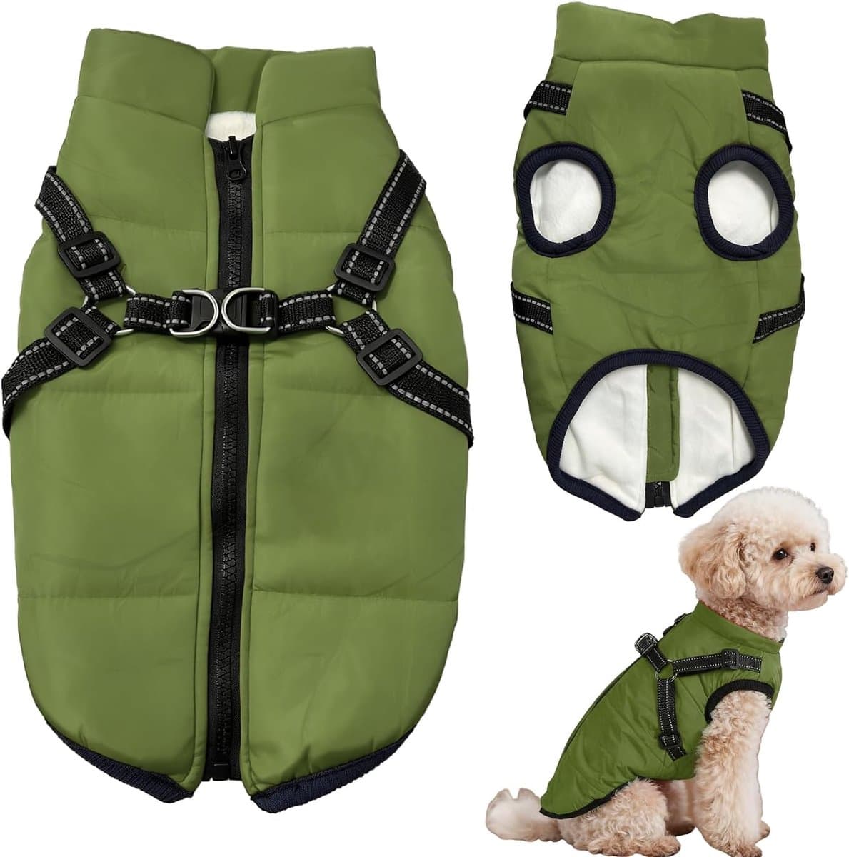 Waterdichte Hondenjas Winter met Harnas - Warme Fleece Voering voor Middelgrote & Grote Honden