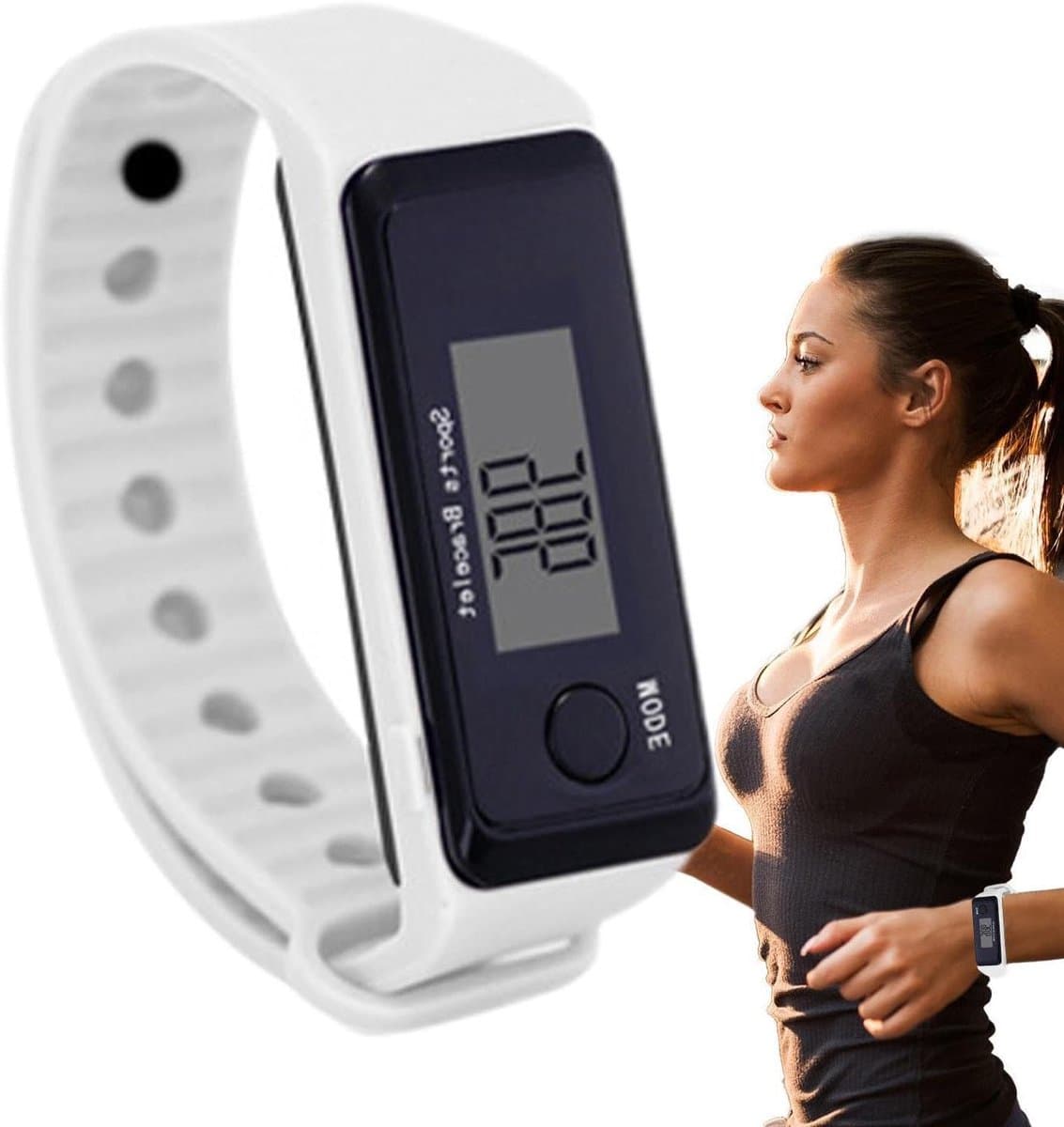 Stappenteller Horloge - Fitness Tracker - Activiteiten Meten - Waterdicht LED Display - 38 gram - Wit