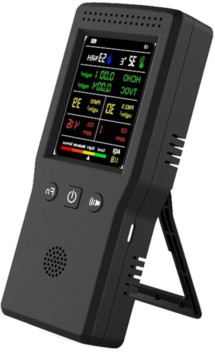 Luchtkwaliteitsmonitor - CO2 Meter Detector - Binnenklimaat Meten - 9 In 1 Metingen - 157 x 70 x 30 mm