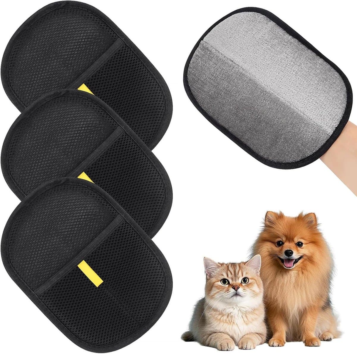 Verwijder Dierenharen met Dubbelzijdige Handschoenen voor Honden en Katten, 4 Stuks, Ideaal voor Meubels en Kleding