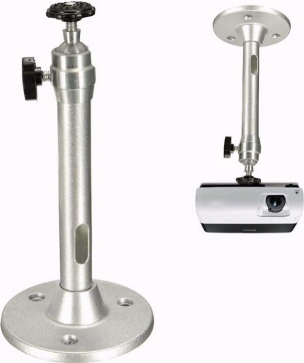 WiseGoods Beamer Plafondbeugel Universeel - Projector Ophangsysteem - Draaibaar en Kantelbaar - Met Kabelgoot - Zilver