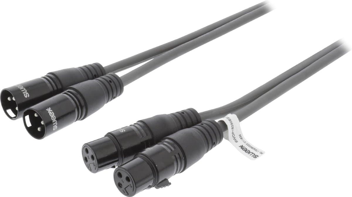 Sweex SWOP15030E50 Xlr Stereokabel 2x Xlr 3-pins Male - 2x Xlr 3-pins Female 5.0 M Donkergrijs