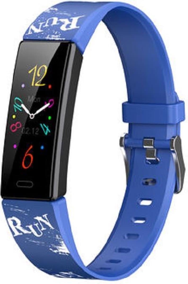 West Watches Model Wood Activity Tracker Stappenteller - Smartband - Sporthorloge Tieners/Kinderen - Blauw - Run