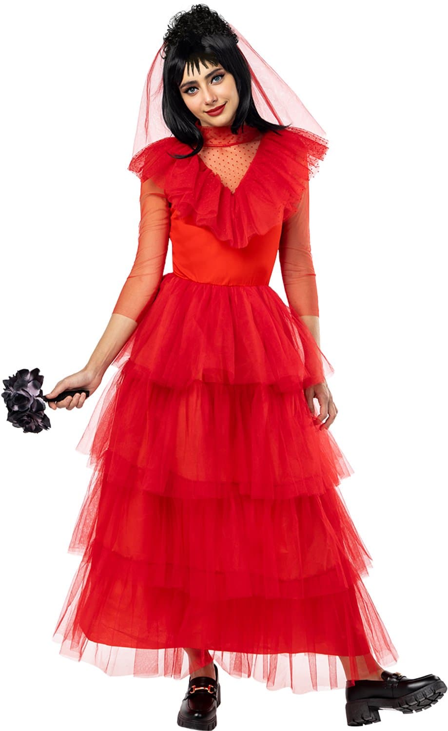 FUNIDELIA Lydia kostuum voor vrouwen - Beetlejuice - Maat: L - Rood