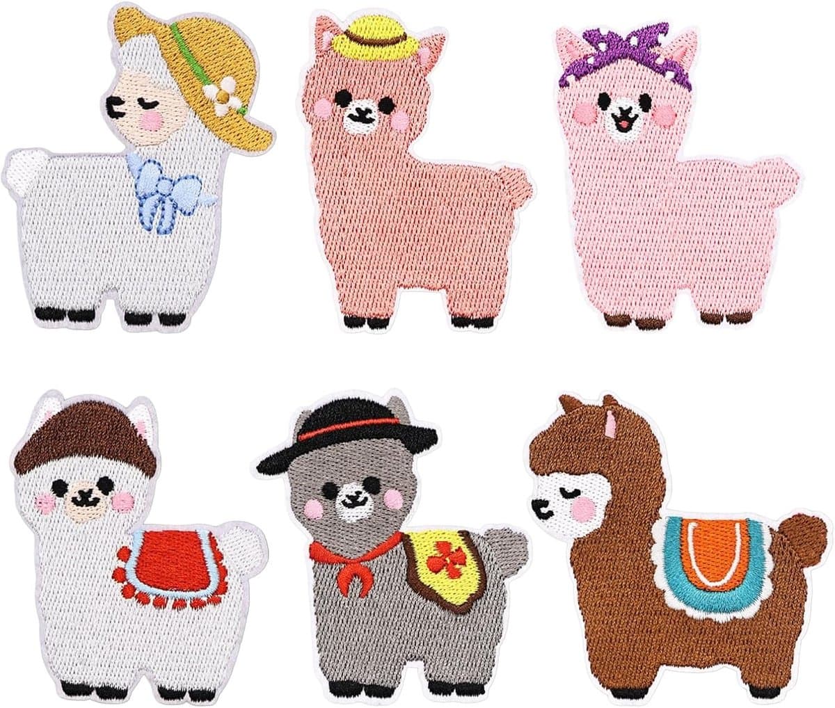 6 Stuks Lama Strijkapplicaties Voor Kinderen, Dierlijke Patches Om Op Te Strijken, Set Borduurde Stoffen, Versieringen Voor Kleding, T-shirts, Textiel, Zelfmaak