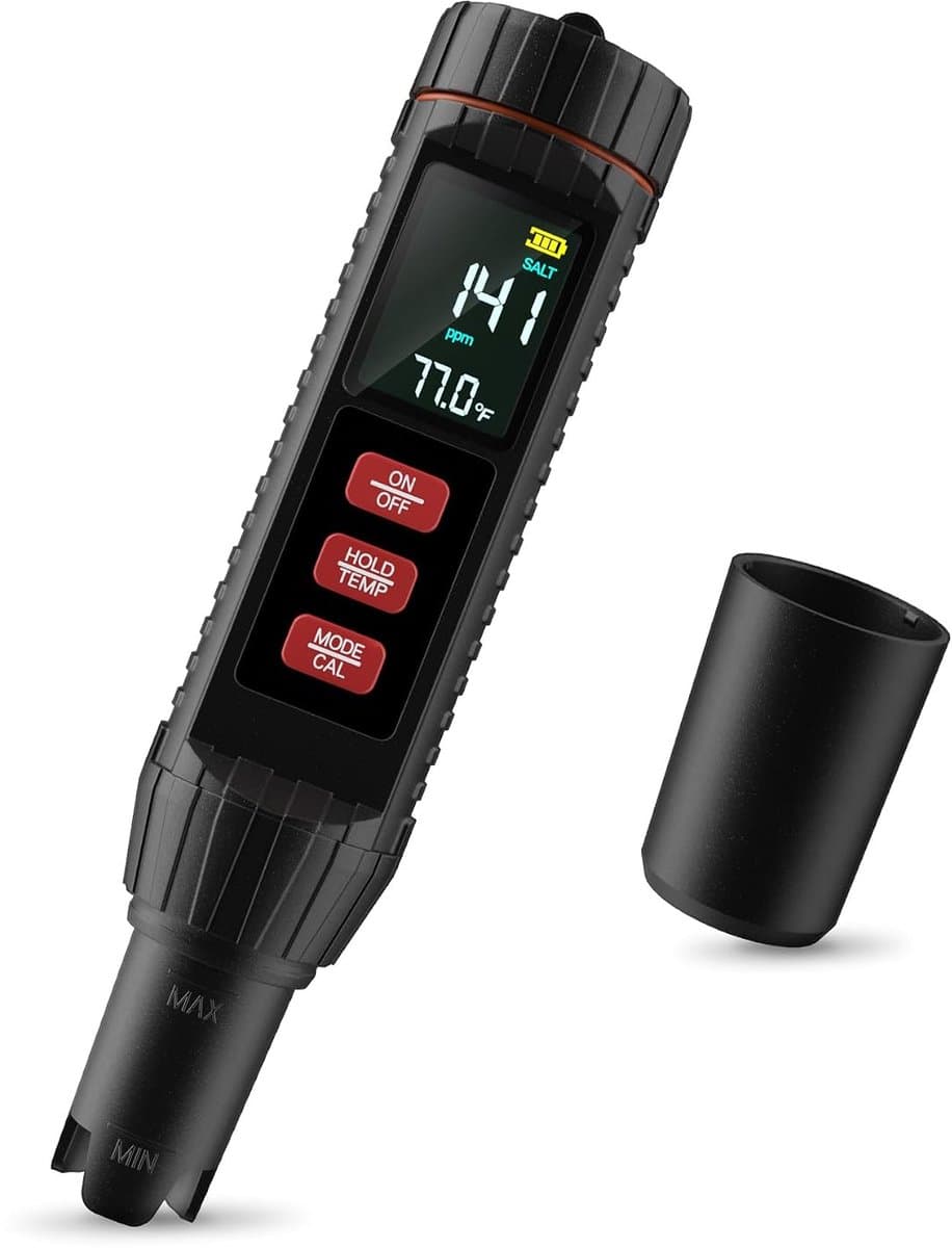 7-in-1 zwembadwatertester - pH-meter - waterkwaliteitstester met digitaal display, TDS/EC/zoutgehalte/temperatuur/pH/S.G/ORP-tester, voor drinkwater, zwembad, aquaria, hydrocultuur