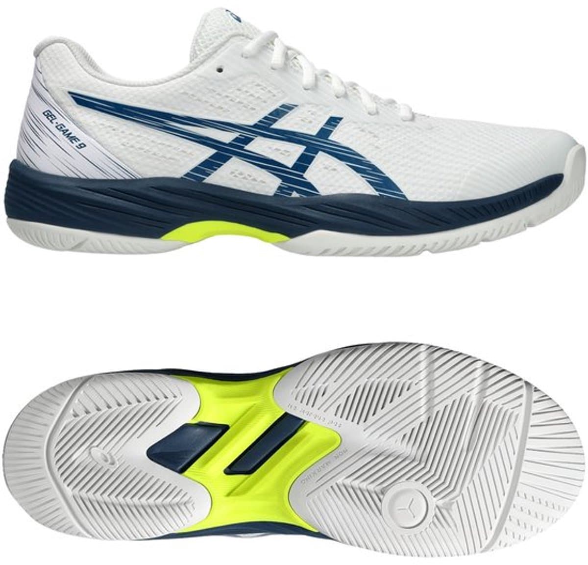 ASICS Gel-Game 9 Clay/OC - Tennisschoenen - Maat 45 White/Mako Blue / Wit Blauw - Gel-Game - Tennis - Heren Tennisschoenen