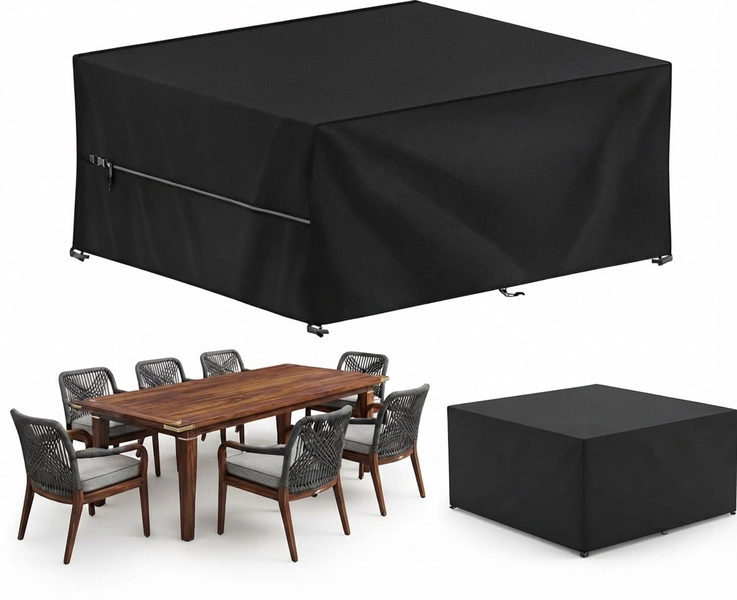 Livatto Tuinmeubelhoes Waterdicht 420D Oxford 120x90x75 cm - Zwarte Beschermhoes voor Tuintafel en Tuinmeubelen