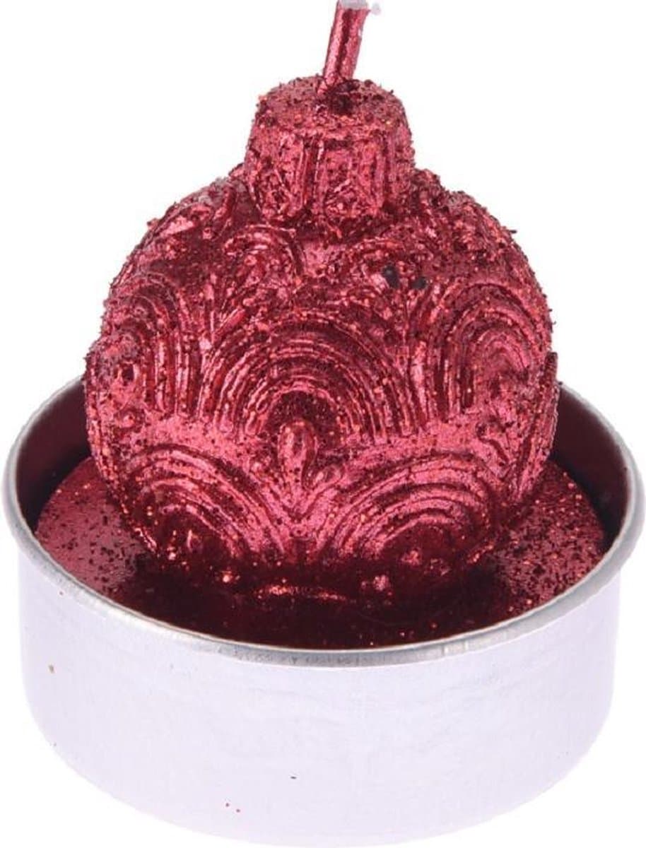 Theelichtjes Kerstbal - Rood - Waxinelichtjes - Kerst - Kerst Kaarsen - per 3 verpakkingen