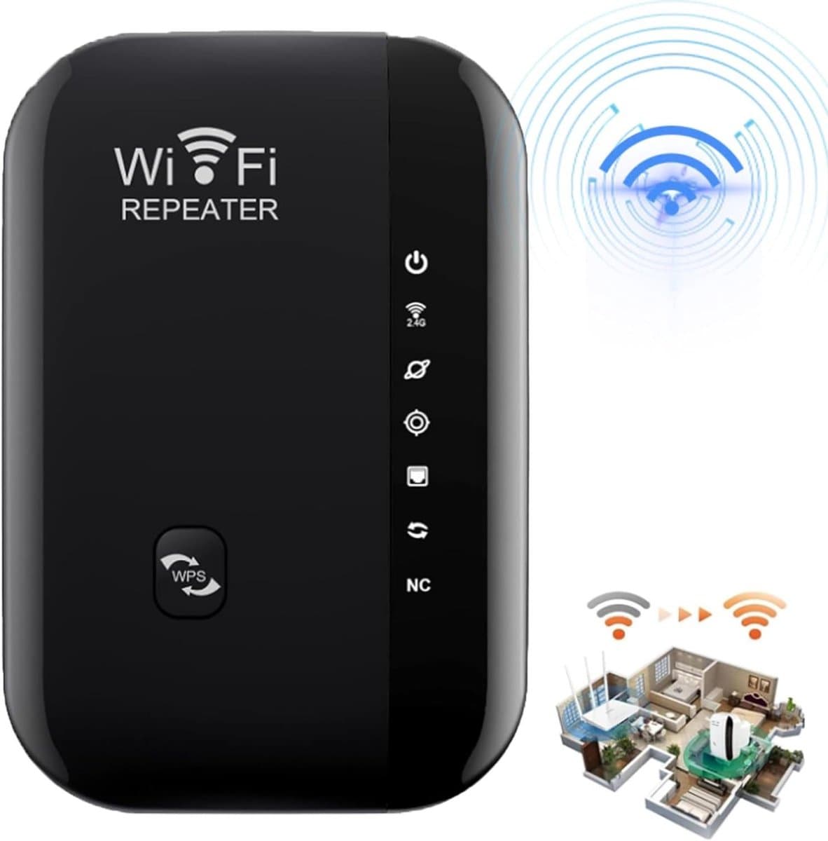IBETTERTEC - 300Mbit/s 2.4GHz WiFi Extender Booster Repeater/AP Modus met WPS WLAN Repeater - Compatibel met Alle WLAN Apparaten
