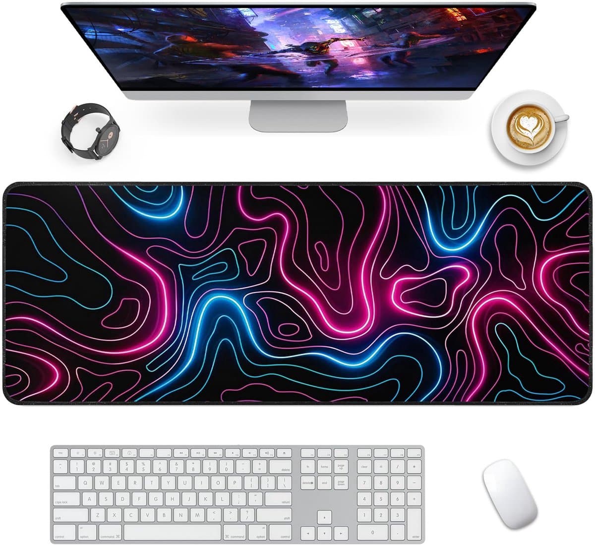 Kraftverdia - Muismat - XXL Gaming Muismat - Grote Muismat - Bureau onderlegger - 90x40 cm - Onderlegger - Antislip - Kleurrijk