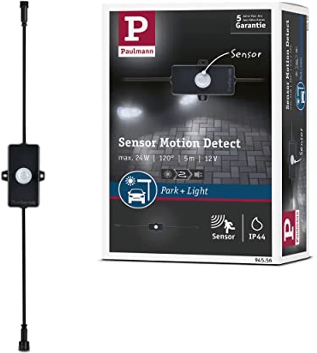 Buitenlamp Controller met Bewegingsmelder en Dimmodule, IP44, Max. 24W, Kunststof Verlichtingssysteem voor Carports en Garages