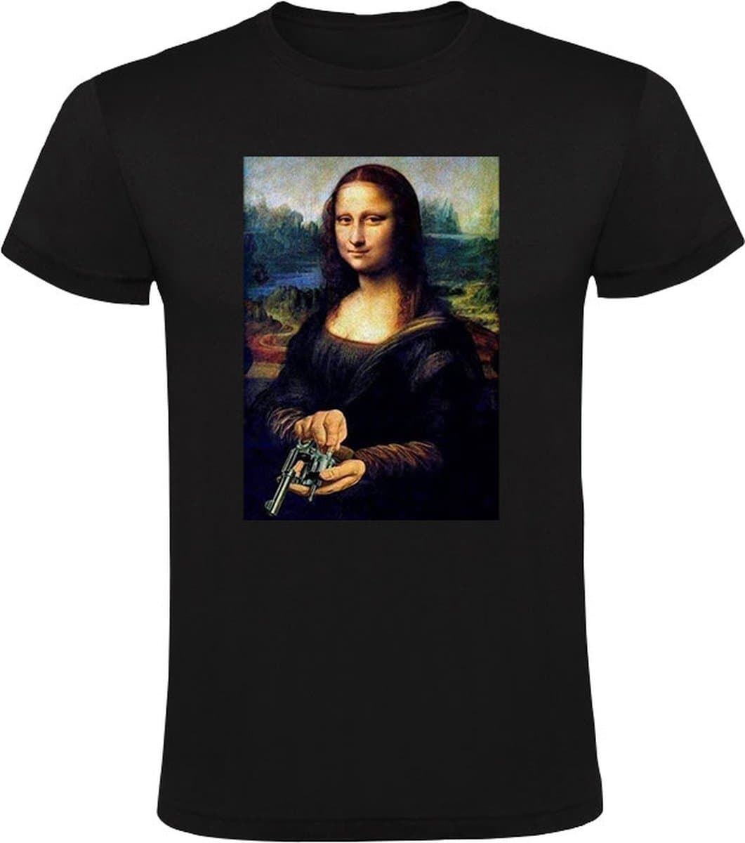 Mona Lisa Geweer Heren T-shirt - schieten - pistool - museum - schilderij - trui