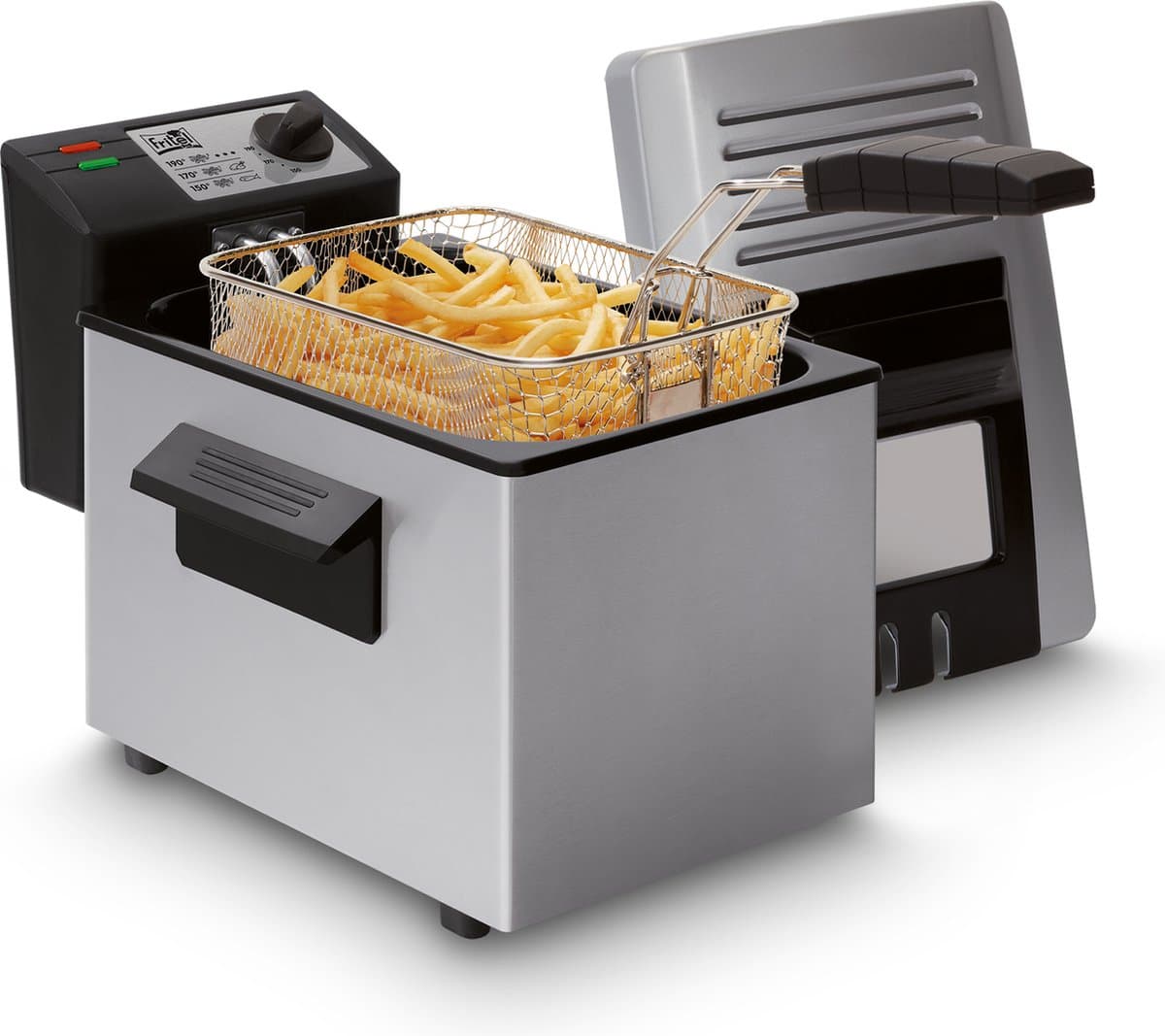 FRITEL Frituurpan - A103 - Friteuse met Filterdeksel Incl. Kijkvenster - Koude Zone - 2-4 Personen - 2000W - 3 liter