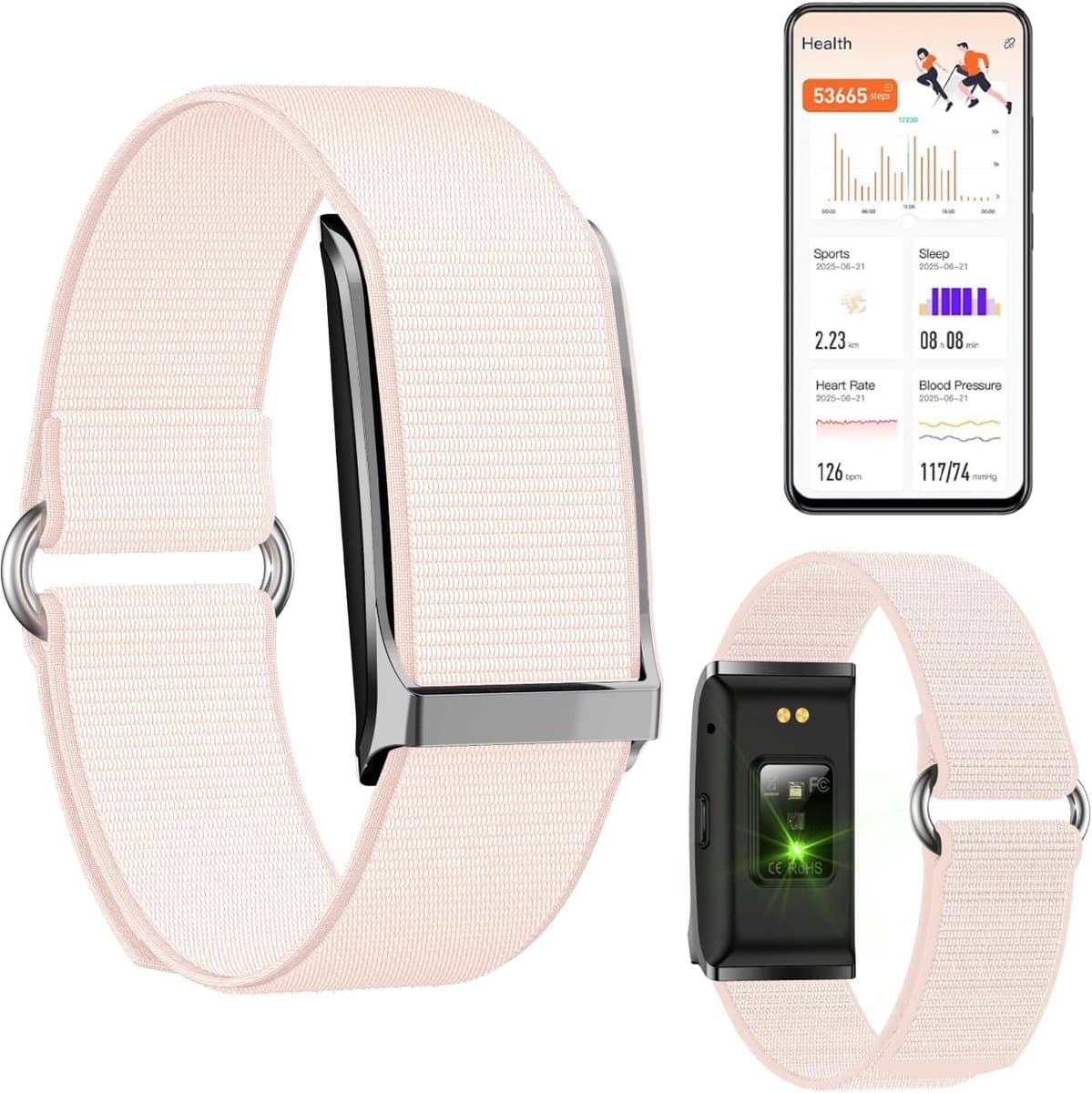Slimme Armband - Fitness Tracker - Activiteiten Meten - 127 Sportmodi - 10m Waterdicht - Roze