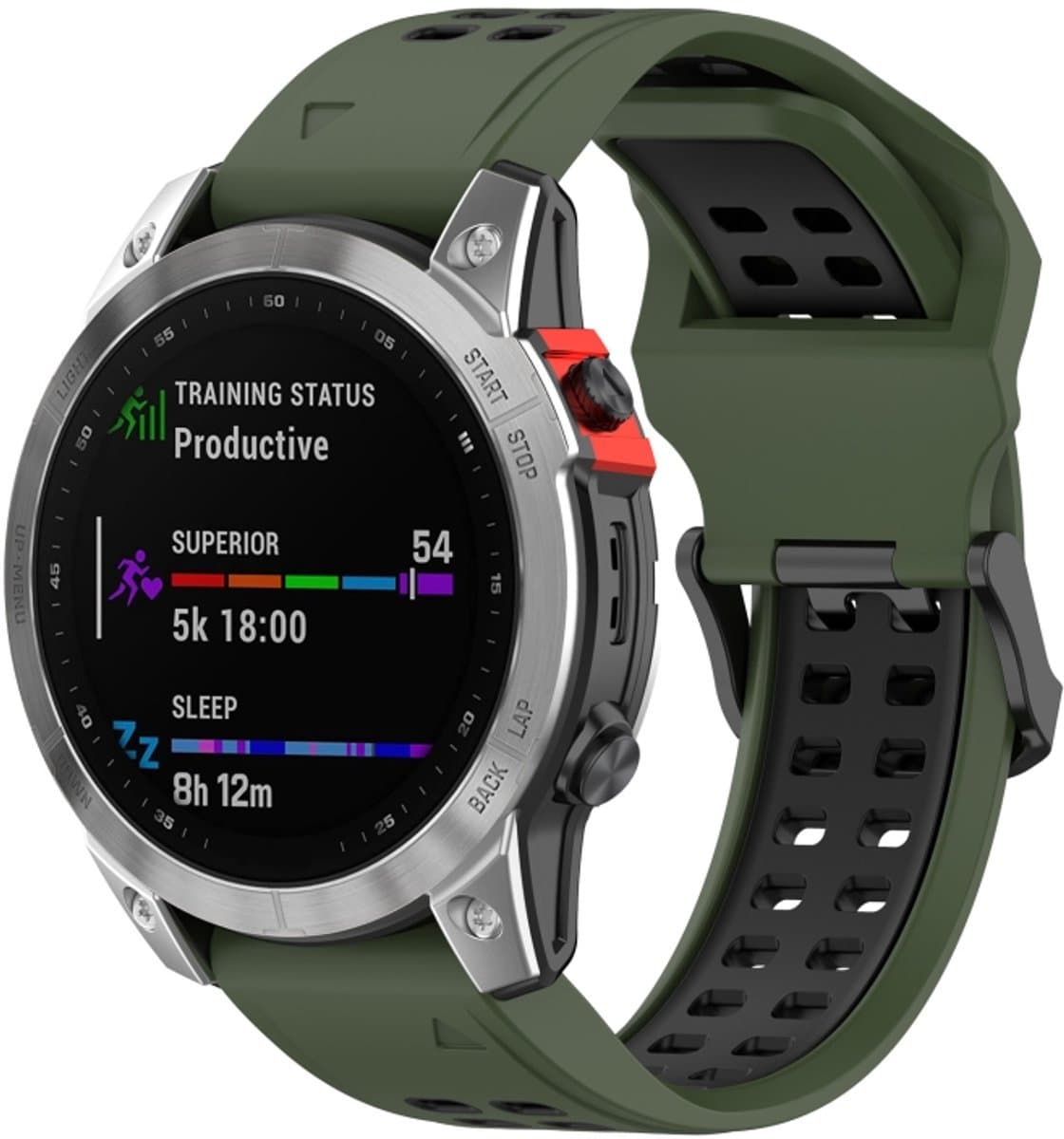 Voor Garmin Descent G1/Coros Vertix 22mm Quick Release dubbele rij siliconen horlogeband (legergroen zwart)