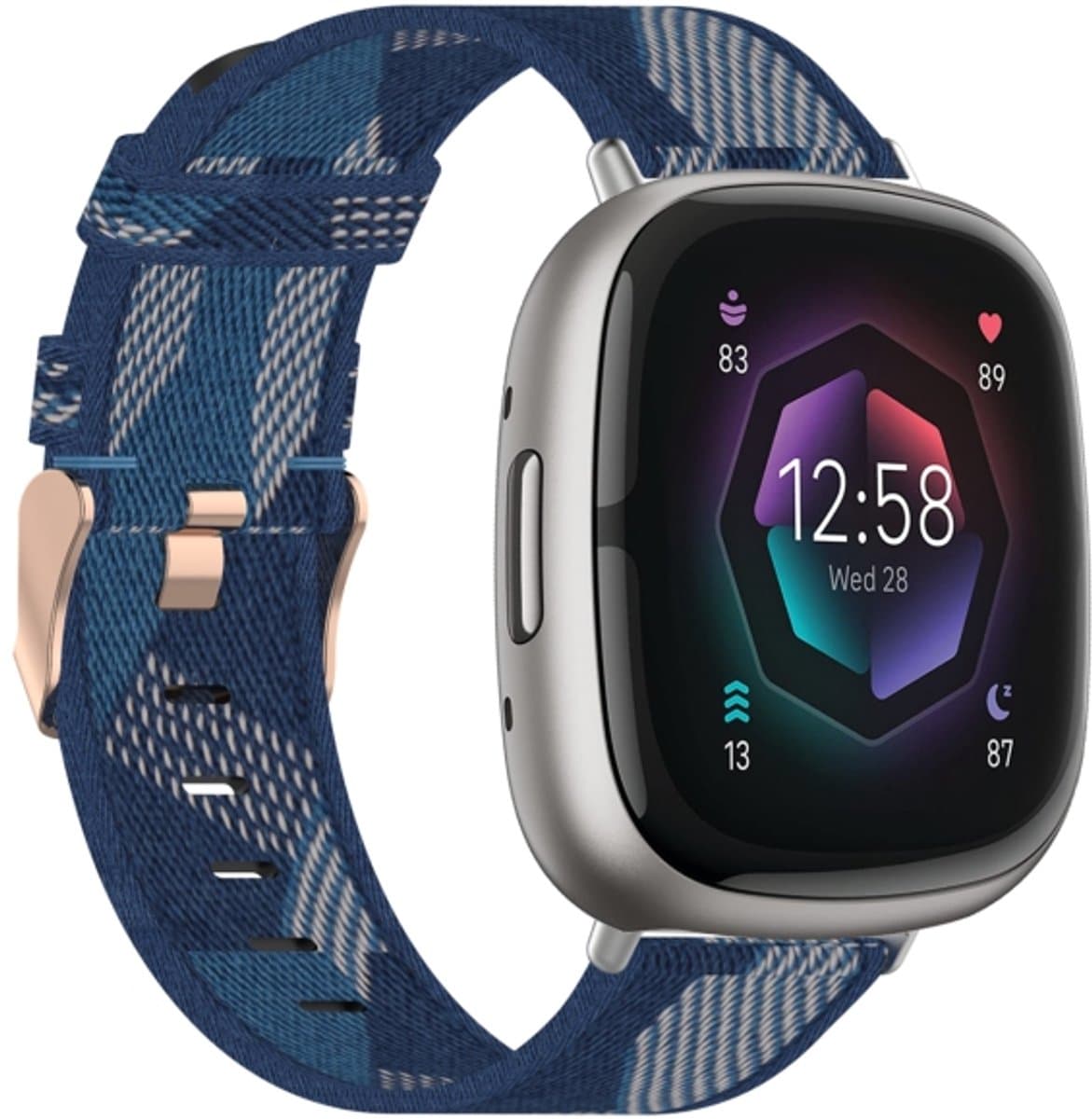 Voor Fitbit Sense nylon geweven canvas horlogeband (blauw)