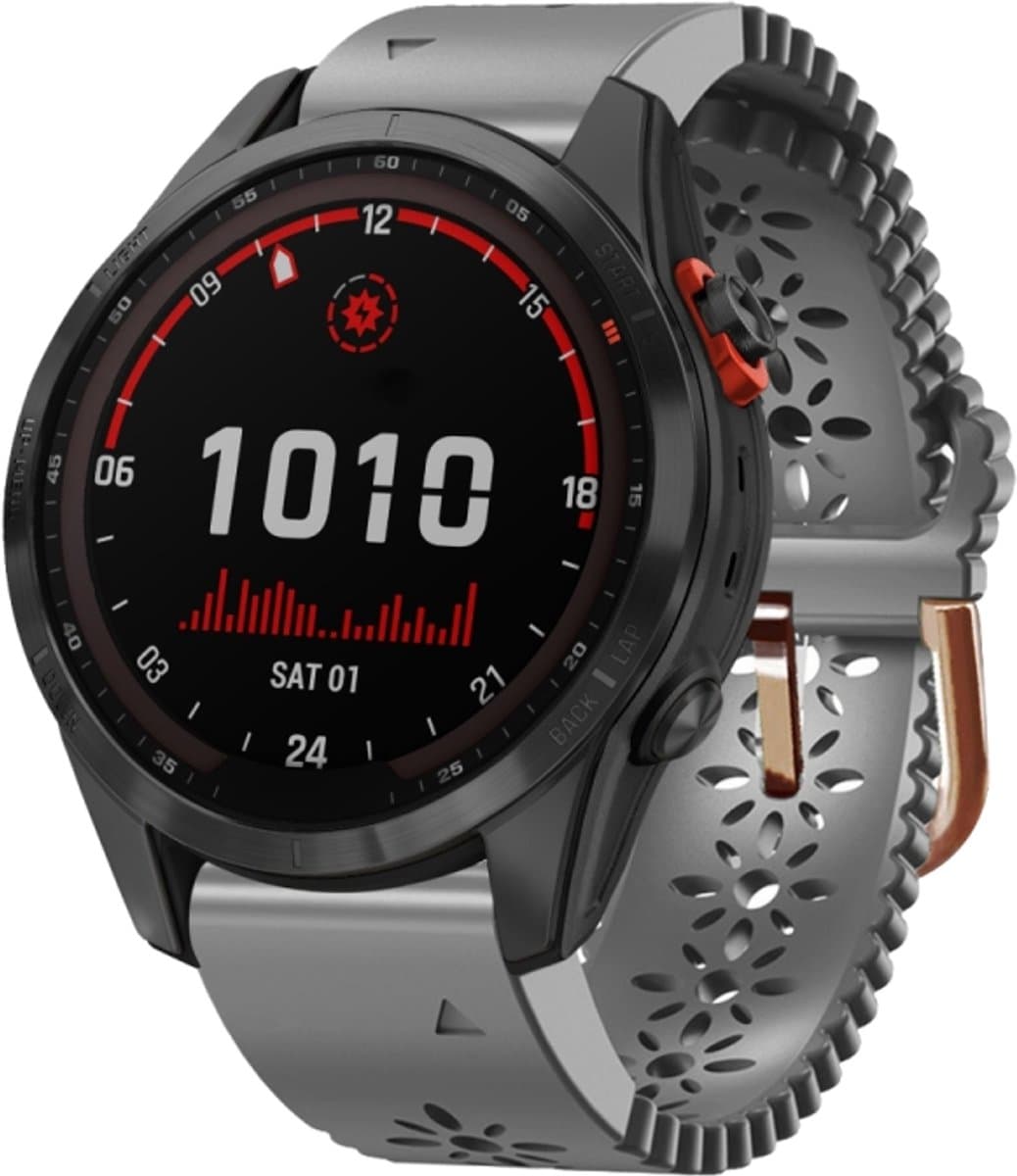Voor Garmin Fenix 7S Solar 20 mm dames siliconen horlogeband met veterpons (grijs)