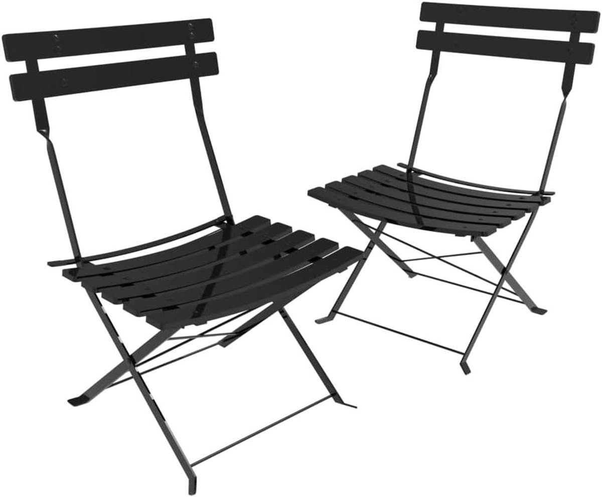Klapstoel Metaal - Tuinstoel Opvouwbaar - Buiten Zitten - Roestvrij Staal - Zithoogte 43 cm - Zwart